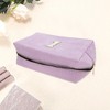 Unique Bargains Corduroy Rectangular Letter Makeup Bag Pink Purple 1 Pc - 3 of 4