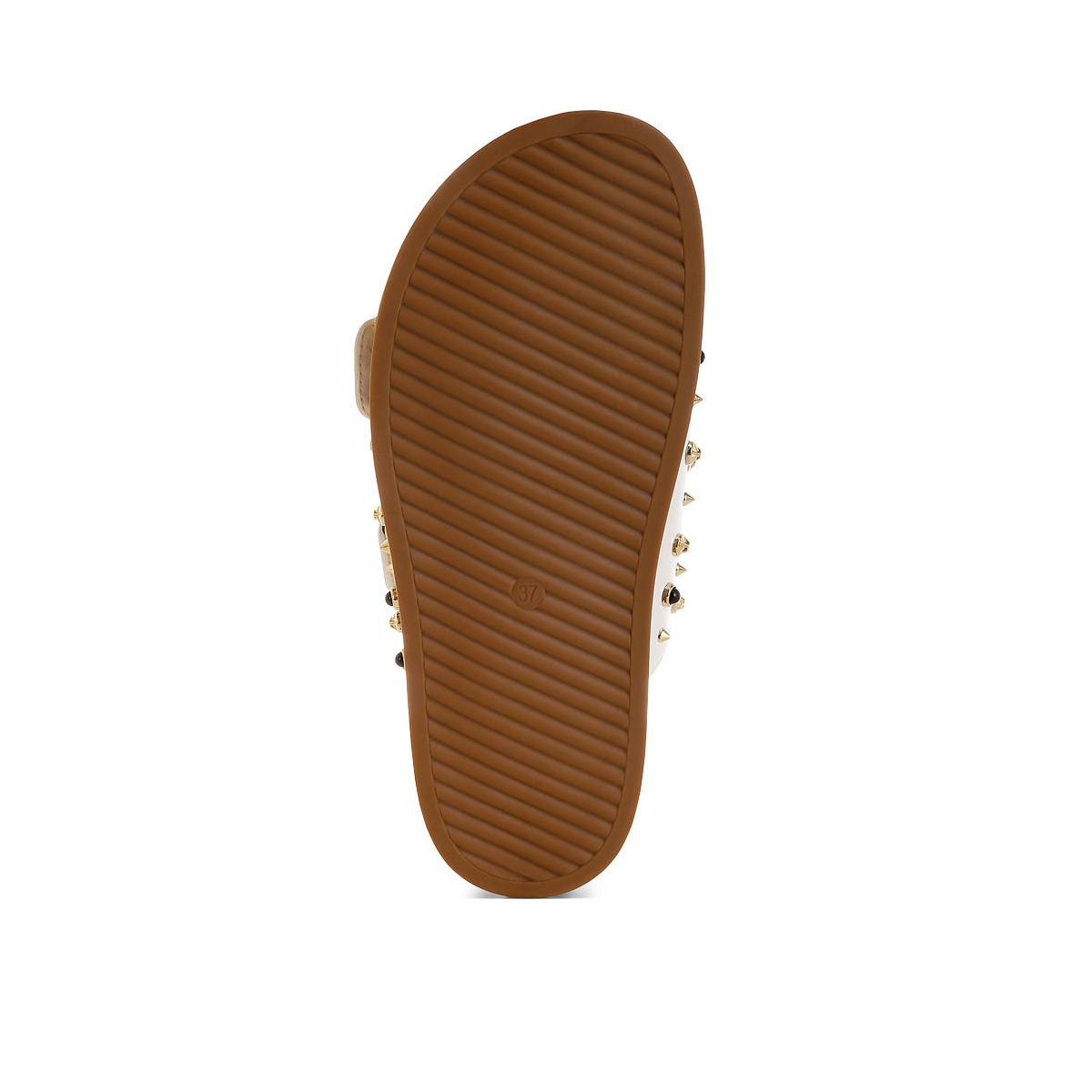 Обувь London Rag Womens Jayata Metallic Stud Embellished Sliders 7 — фото 5