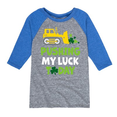 Boys' - Instant Message - St. Patrick's Day Pushing My Luck Today Raglan Graphic T-Shirt
