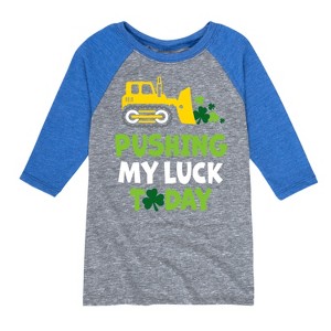 Boys' - Instant Message - St. Patrick's Day Pushing My Luck Today Raglan Graphic T-Shirt - 1 of 3