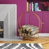Barton 30" Round Steel Firewood Racks Holder Log Rack Hoop Fireplace Wood Storage Holder, Gold - 2 of 4