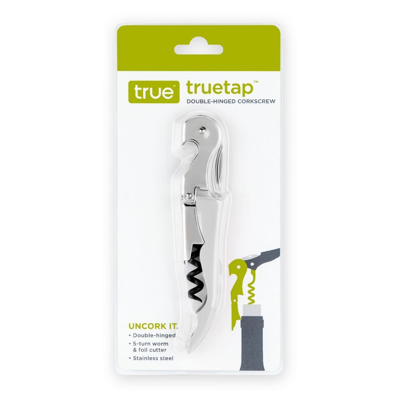 True TrueTap Double Hinged Waiter’s Corkscrew, White Wine Bottle Opener with Foil Cutter, Wine Key, 5 of 6