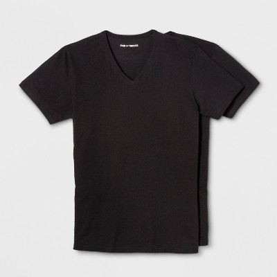 Plain black v 2024 neck t shirt