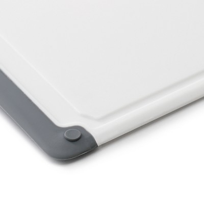 White Rectangular Plastic Cutting Board Set with Non-Slip Feet, 2 Pieces