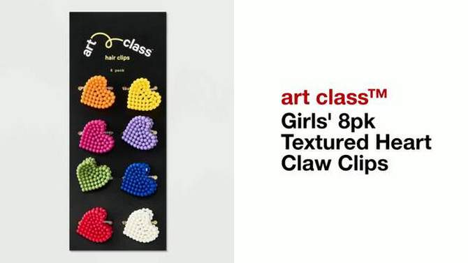 Girls&#39; 8pk Textured Heart Claw Clips - art class&#8482;, 2 of 5, play video