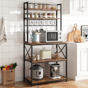 Garvee Kitchen Bakers Rack, Microwave Oven Stand with Large Storage, Industrial Coffee Bar Station, Rustic Brown - 1 of 4