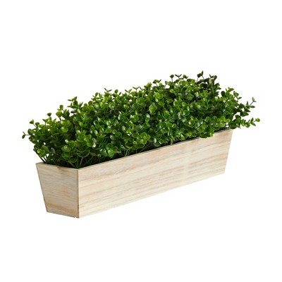 19-inch Green Eucalyptus Artificial Plant in Wooden Planter