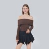 Women's Slim Fit Long Sleeve Off the Shoulder Knit Wrap Top - Wild Fable™ - 2 of 4