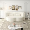 TiramisuBest Modern Floor Sofa with 2 Pillows, Convertible Plush Corduroy Sleeper Sofa Bed, Full-Size 15" Foam Folding Mattress, Beige - 2 of 4