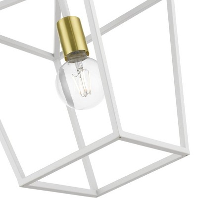 White Glass and Brass 16" Indoor/Outdoor Lantern Pendant