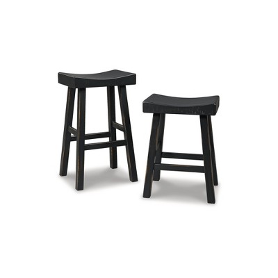 Signature Design by Ashley Glosco Farmhouse Counter Height Barstool, Set of 2, Black