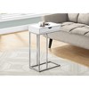 Monarch Specialties Accent Table C-Shaped End Side Snack Storage Drawer Living Room Bedroom Metal Laminate White Grey Contemporary Modern - 2 of 4