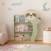 Racxily Sloth Kids Bookshelf, Front-Facing Toddler Book Display Rack with 3 Tiers, Cute Animal Design, Wooden Nursery Bookshelf for Playroom - 2 of 4