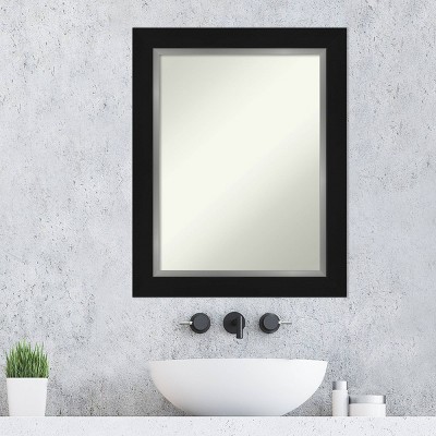 Eva Black Silver Rectangular Bathroom Vanity Wall Mirror - 36" x 30.34"