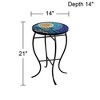Teal Island Designs Modern Black Round Outdoor Accent Side Tables 14" Wide Set of 2 Blue Mosaic Tabletop for Front Porch Patio Home House - 4 of 4