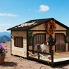 Wooden Dog House with Porch, Double Room Weatherproof Dog Kennel with Openable Roof, Removable Bottom & Elevated Floor for Outdoor Use - Nertpow - 2 of 4