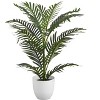 Monarch Specialties Artificial Plant 28 inch Tall Palm Tree Indoor Faux Fake Floor Greenery Potted Real Touch Decorative Green Leaves White Pot - 2 of 4