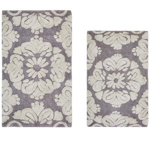 Medallion Collection 2 Piece 100% Cotton Tufted Bathroom Rug Set  with Non-Slip Backing, Machine Washable, Tumble Dry Bath Mat - 1 of 4