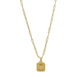 Adornia Tarnish Resistant 14k Gold Plated Paper Clip Chain Pendant Neckalce - 1 of 2