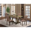 HomeStock 5-Pc Rectangle Distressed Jacobean Finish Solid Wood Top Dining Table with 4-Upholstered Chairs - 2 of 4