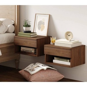 Nathan James Set of 2 Jackson Floating Nightstands Walnut - 1 of 4