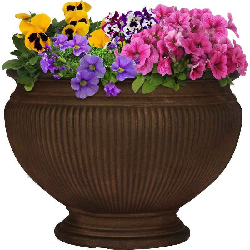 Sunnydaze Indoor/Outdoor Patio, Garden, or Porch Weather-Resistant Double-Walled Elizabeth Ribbed Urn Flower Pot Planter - 15", 5 of 10