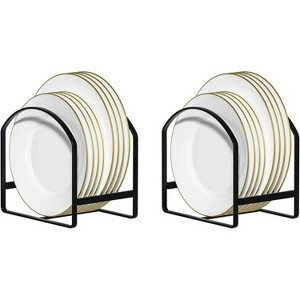 LunaLulinlk 2 Pack Plate Holder Organizer Large Dish Storage Rack Upright Metal Dish Racks Stand for Cupboard and Countertop - 1 of 4