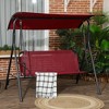 Okak 3-Seater Patio Swing with Stand,Porch Swing Bench with Adjustable Canopy,Outdoor Porch Swing Chair for Garden,Poolside,Backyard - 2 of 4