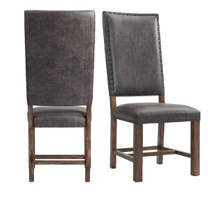 Set of 2 Hayward Tall Back Side Chair Set Walnut - Picket House Furnishings: Rubberwood Frame, Faux Leather - 1 of 4