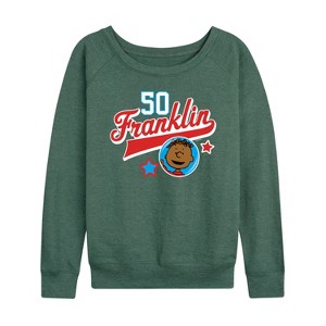 Women's - Peanuts - Franklin Athletic 50 Lightweight French Terry Wide Neck Long Sleeve Shirt - 1 of 4