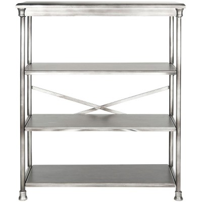 Jamison Transitional Dark Silver Wood & Iron Large Etagere Bookcase