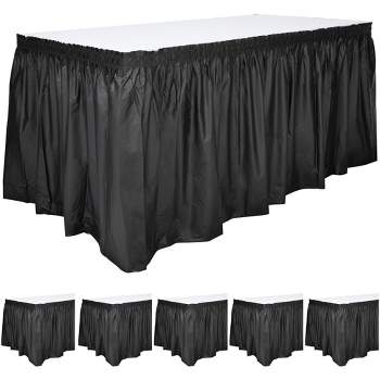 Juvale 6-Pack Black Plastic Table Skirts - 29 in x 14 ft Disposable for Weddings, Events, Parties - Fits Tables Up To 8 ft Long