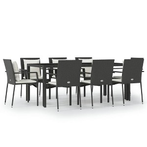 vidaXL Garden Dining Set Black table, Cream white cushions - 1 of 4