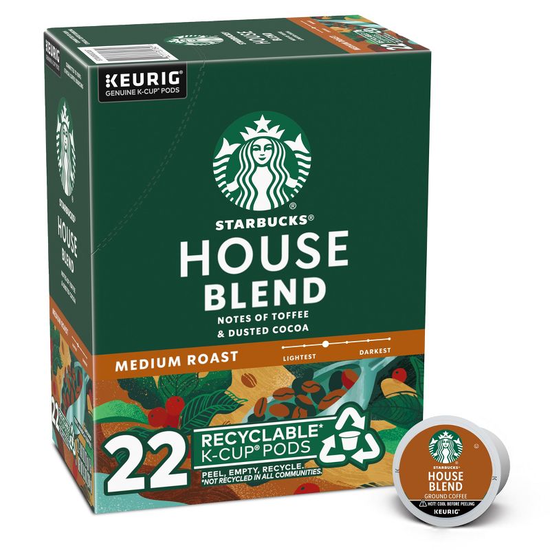Starbucks Keurig House Blend Medium Roast Coffee Pods - 22 K-Cups, 1 of 8