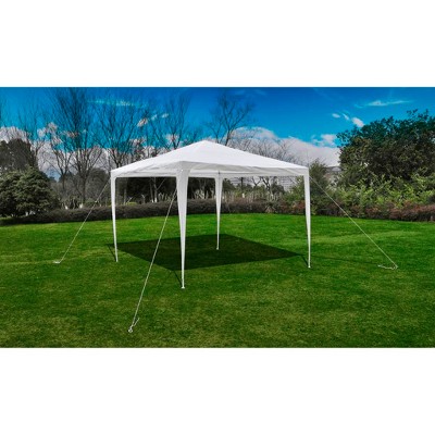 vidaXL White 10'x10' Garden Gazebo Pavilion - Pyramid Roof, Rust-Resistant Steel Frame, Polyethylene Tarp Roof, Ideal for Outdoor Events