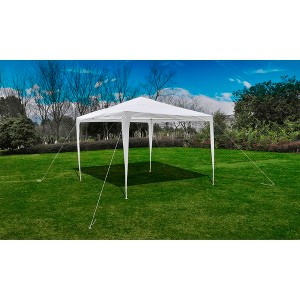 vidaXL White 10'x10' Garden Gazebo Pavilion - Pyramid Roof, Rust-Resistant Steel Frame, Polyethylene Tarp Roof, Ideal for Outdoor Events - 1 of 4
