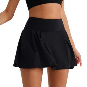 Women's High Waist Tennis Skort Quick-Dry Running Workout Shorts - 1 of 4