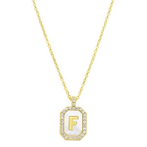 Adornia 14k Gold Plated White Mother-of-Pearl Initial Tablet Necklace - 1 of 3