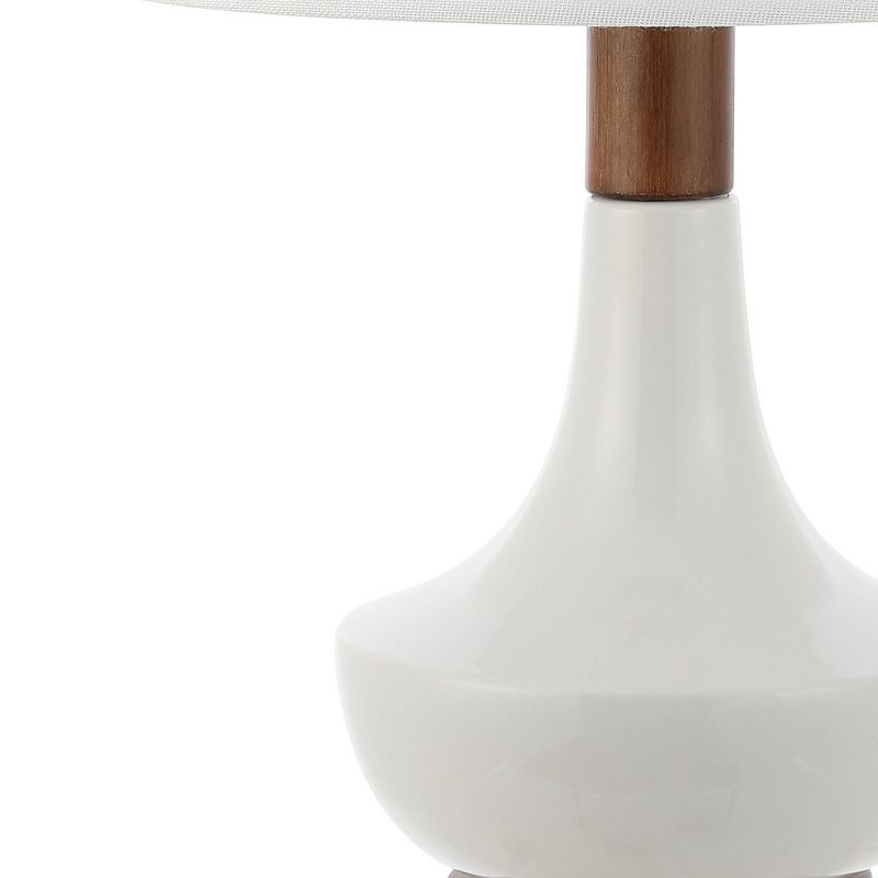 23&#34; Finn Vintage Minimalist Iron LED Mini Table Lamp with USB Charging Port Wood Finished/White (Includes LED Light Bulb) - JONATHAN Y, 6 of 9