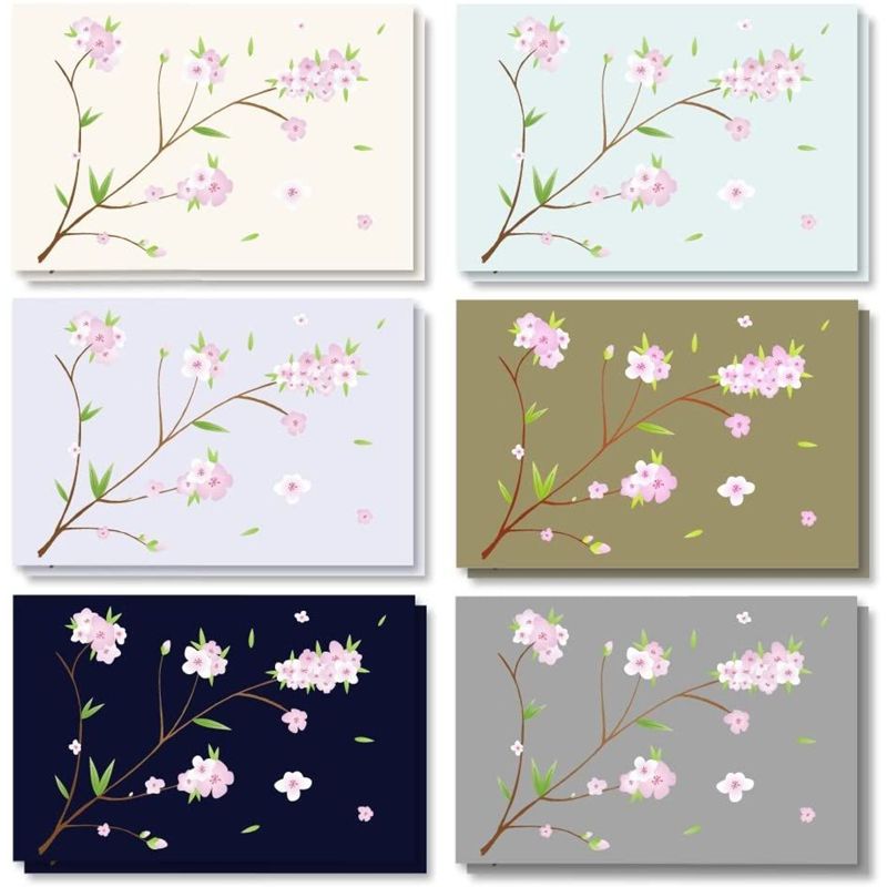 Best Paper Greetings 120 Pack Cherry Blossom Note Cards with Envelopes - Thank You, Wedding, All Occassion Floral Cards (6 Designs, 4x6 In), 1 of 9