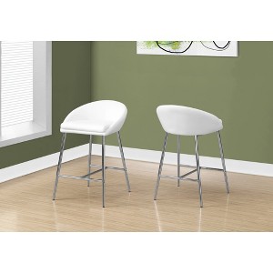 Fabric & Chrome Metal Cushioned Low-Profile Back Counter Height Bar Stool (Set of 2) with Footrest and Contemporary Modern Design - 1 of 4