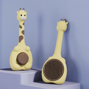 BABYYER Giraffe Shaped Cat Brush, Self Cleaning Slicker Brush with Release Button, for Dogs and Cats, Massage and Removes Loose Fur - 1 of 4