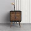 HomeStock 2 Drawer Nightstand, Black Matte/Walnut - 3 of 4
