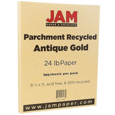 JAM Paper Parchment 24lb Paper 8.5 x 11 Antique Gold Recycled 27160B