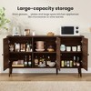 3-Door Rattan Sideboard Buffet Cabinet, Modern Storage Console for Kitchen, Dining Room & Living Room - 3 of 4
