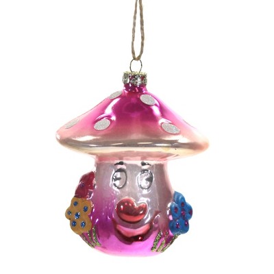 Holiday Ornament 4.0" Retro Magical Mushroom Psychedelic Spring Easter Face  -  Tree Ornaments