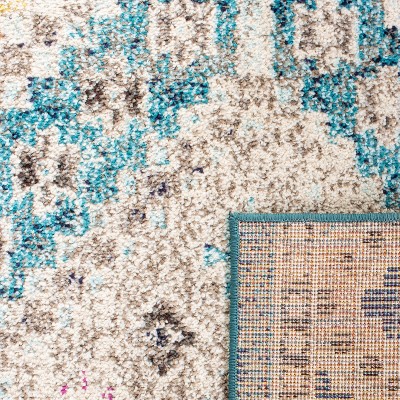 Madison 4' x 6' Blue and Yellow Synthetic Area Rug