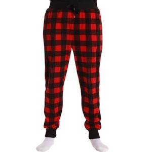 #followMe Men's Microfleece Buffalo Plaid Pajama Pants with Pockets: Comfortable Joggers - 1 of 3