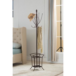 Kings Brand Bronze Finish Metal Coat Rack & Hat Stand With Umbrella Holder - 1 of 3