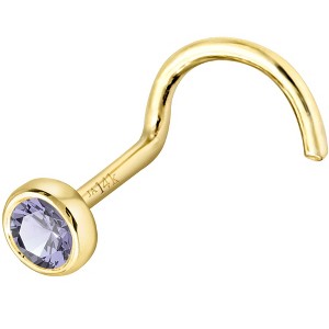 Jewelry Avalanche 22G 14K Gold Bezel-set Tanzanite Nose Screw Nose Stud - 1 of 3